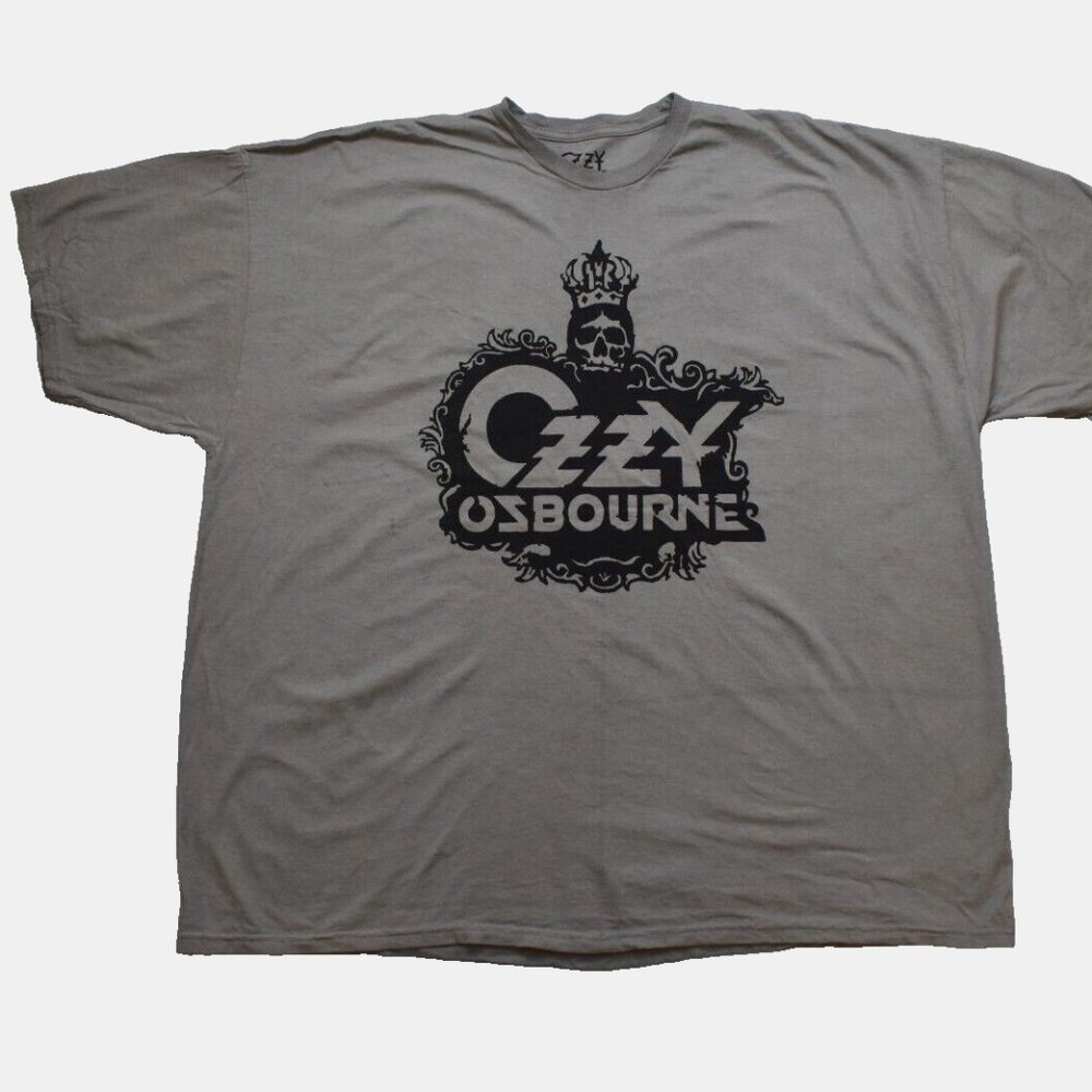 Ozzy Osbourne Mens Ozzy Osbourne Crown Skull Logo Gray Shirt New 2XL